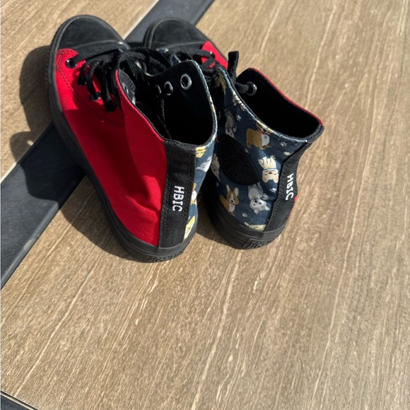Converse Black and Red High-Top Sneakers with Dog Print - Picture 2 of 8
